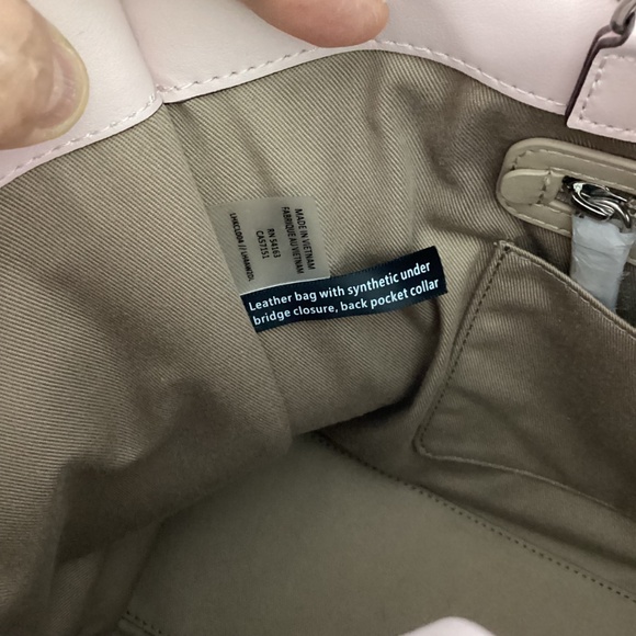 NWT KARL LAGERFELD LARGE BAG TOTE SATCHEL POWDER PINK  LEATHER SILVER CHAIN - Picture 9 of 12